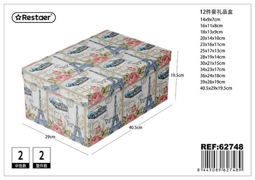 [62748] Caja de regalo de papel 12pcs 40.5x29x19.5cm para empaques y regalos