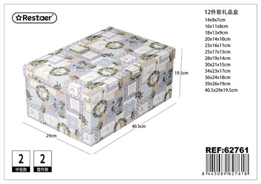 [62761] Caja de regalo de papel 12 piezas 40.5x29x19.5cm, embalaje