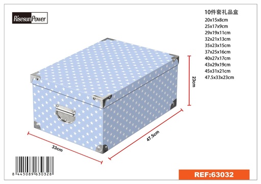 [63032] Caja de regalo 10 piezas con cierre de hierro 47.5x33x23 cm - Artículos para regalo y almacenamiento (réplica)