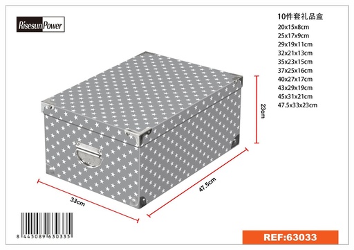 [63033] Caja de regalo 10 piezas con cierre de hierro 47.5x33x23 cm - Artículos para regalo y almacenamiento (réplica)