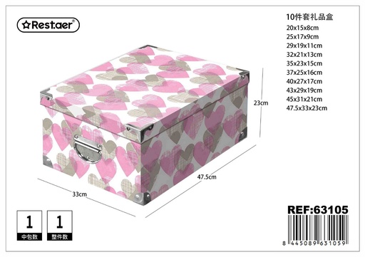 [202363105] Set de 10 cajas de cartón con cierre de metal 47.5x33x23cm