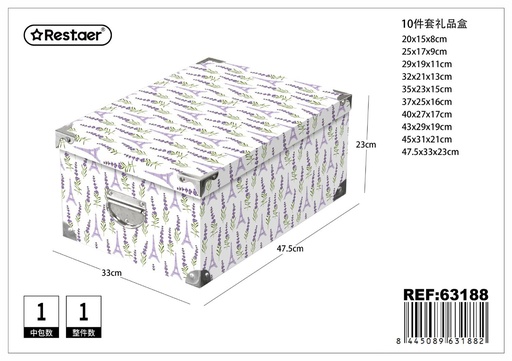 [63188] Caja con hierro 10pcs 47.5x33x23cm para regalo