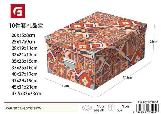 [63264] Caja de regalo 10 piezas con cierre de hierro 47.5x33x23 cm - Artículos para regalo y almacenamiento