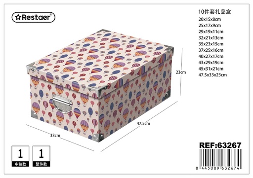 [63267] Caja de cartón con cierre metálico 10 piezas 47.5x33x23cm