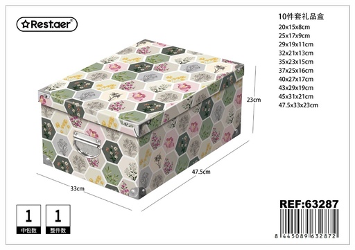 [63287] Caja de 10 piezas con cierre metálico 47.5x33x23cm para almacenamiento