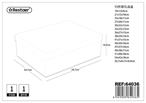 [64036] Caja de regalo 15 piezas 56.7x44.7x18.9cm