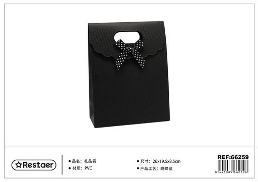 [66259] Bolsa de regalo PVC con lazo negro 26*19.5*8.5 cm - Artículos de regalo