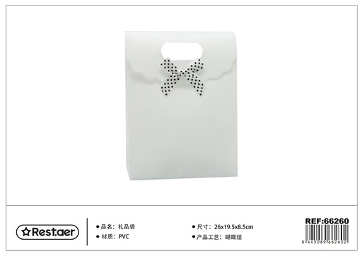 [66260] Bolsa de regalo PVC con lazo blanco 26*19.5*8.5 cm - Artículos de regalo