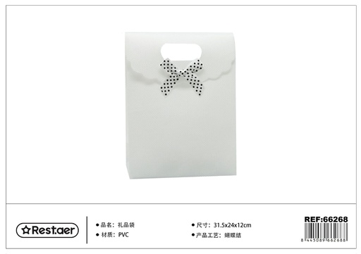 [66268] Bolsa de regalo PVC - 31.5 x 24 x 12 cm - Con lazo blanco