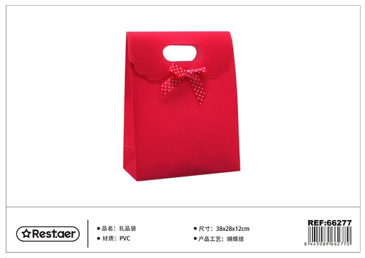 [66277] Bolsa de regalo PVC 38*28*12 cm con lazo rojo - Artículos de regalo