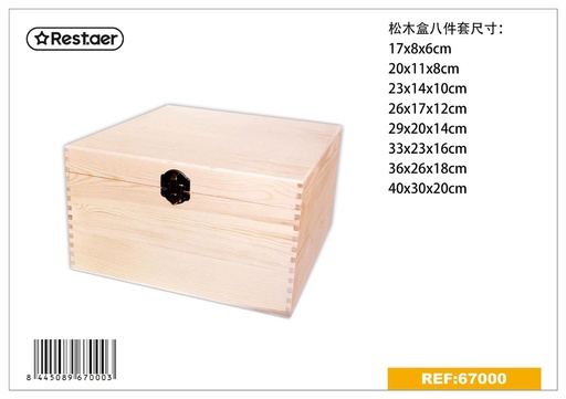 [67000] Caja de madera 8 piezas 40x30x20cm para almacenamiento y organización