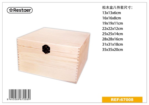 [67008] Caja de madera 8 pcs 35*35*20 cm - Artículos de regalo y decoración
