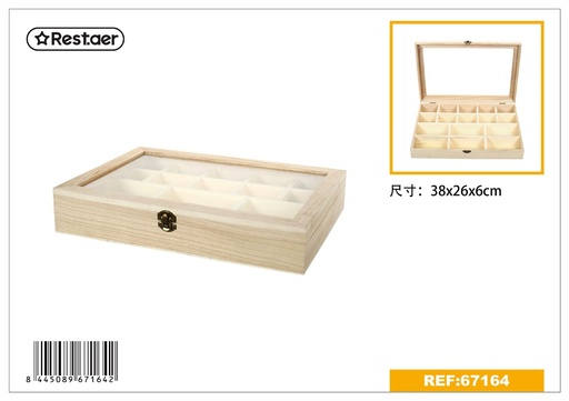 [67164] Joyero de madera de 16 cajones 38x26x6cm para almacenamiento de joyas