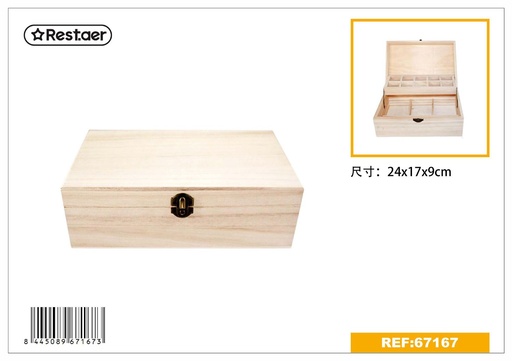 [67167] Joya de madera rectangular con dos capas 24x17x9 cm - Artículos de regalo