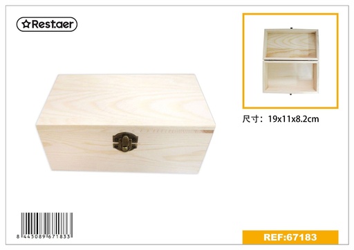 [67183] Caja de madera rectangular 19x11x8.2cm para almacenamiento y organización