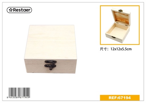 [67194] Caja de madera de pino 12x12x5.5cm