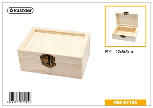 [67195] Caja de madera rectangular de 12x8x5 cm - Artículos para regalos y decoración