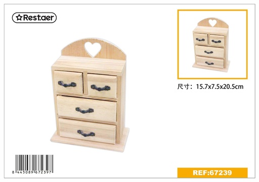 [67239] Caja de madera con 4 compartimientos de pino 15.7x7.5x20.5cm