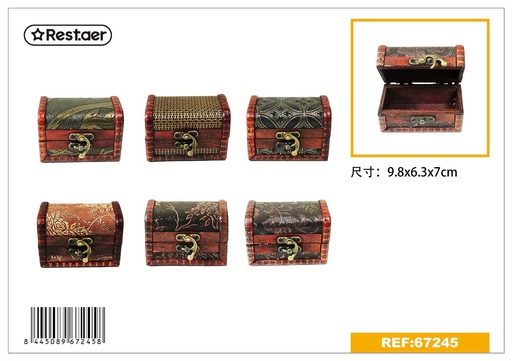 [67245] Caja de madera imitación antigua 9.8*6.3*7cm - Accesorios de regalo