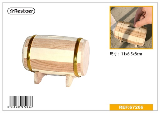 [67266] Hucha de madera 11*6.5*8cm 鼓形储蓄罐 para ahorro y decoración