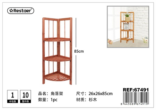 [67491] Rinconera de madera con 3 estantes 26x26x85cm para almacenamiento
