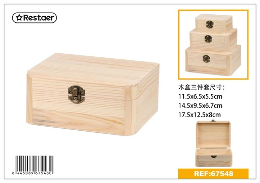 [67548] Set de 3 cajas de madera de formas variadas 17.5x12.5x8cm