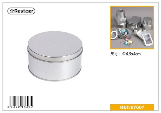 [67607] Caja de metal redonda φ6.5*4cm para almacenamiento