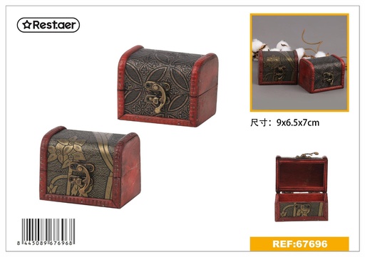 [67696] Caja de madera imitación antigua 9*6.5*7cm - Accesorios de regalo