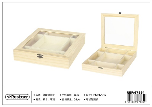 [67884] Caja de madera con ventana 24x24x5cm