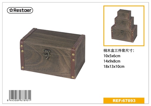 [67893] Caja de madera de 3 tamaños 18x13x10cm para almacenamiento