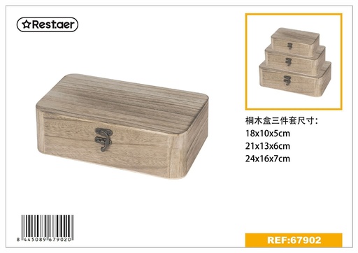 [67902] Caja de madera 3 piezas 24x16x7 cm - Artículos de regalo