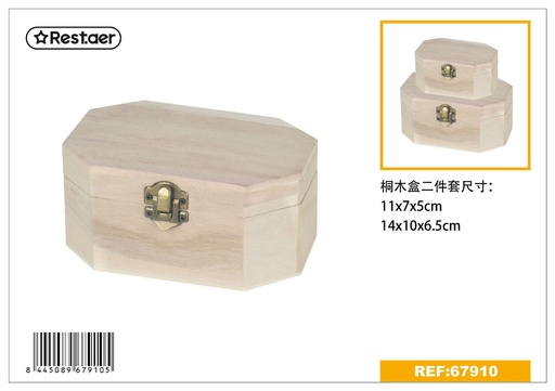 [67910] Caja de madera 2pcs 14x10x6.5cm para almacenamiento