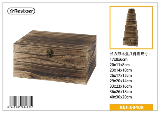 [68489] Set de cajas de madera decorativas 8 piezas