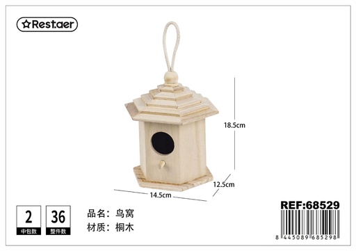 [68529] Casita de madera hexagonal para aves