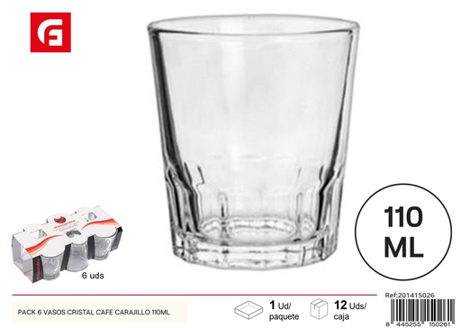 [201415026] Pack de 6 vasos de cristal para café Carajillo 110ml