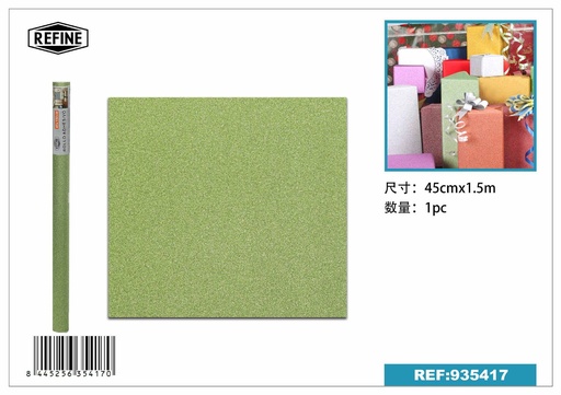 [935417] Rollo adhesivo con purpurina verde 45x150 cm para decoración