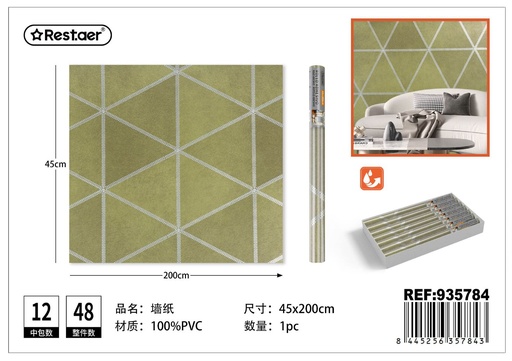 [935784] Papel tapiz estampado 45CM*2.0M - Rollo adhesivo para decoración del hogar