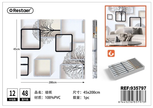 [935797] Papel tapiz estampado 45CM*2.0M - Rollo adhesivo para decoración del hogar