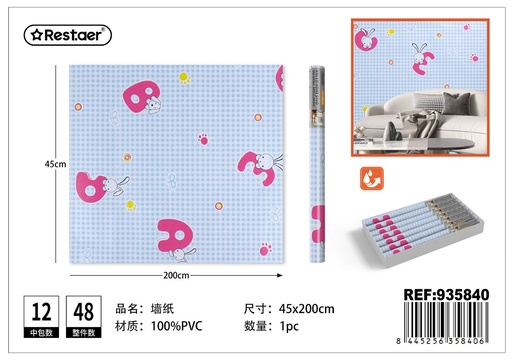 [935840] Papel tapiz estampado 45CM*2.0M - Rollo adhesivo para decoración del hogar