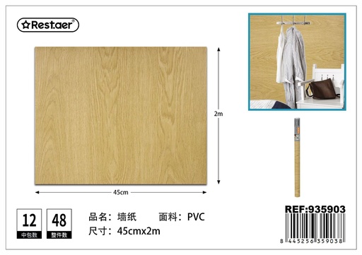 [935903] Rollo adhesivo de papel pintado con diseño de madera 45cmx20cm para decoración del hogar