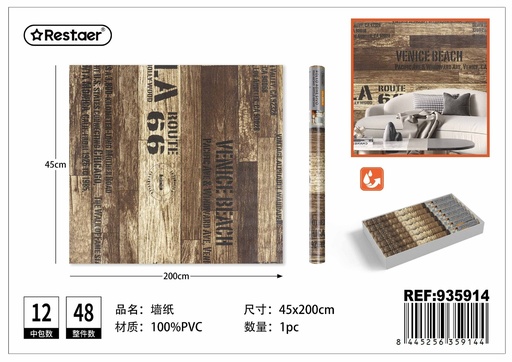 [935914] Rollo adhesivo de papel tapiz 45CM*2M estampado - Decoración mural