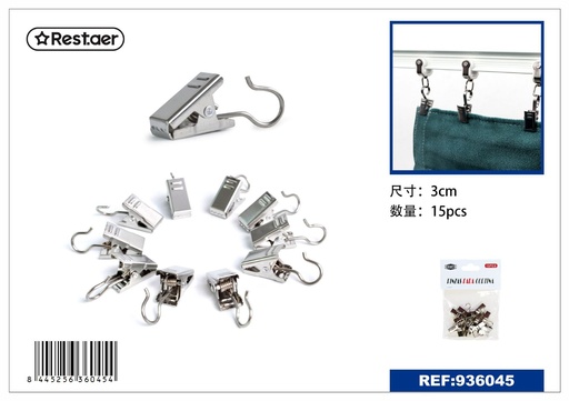 [936045] Pinza para cortinas con 15 piezas - Accesorios para cortinas