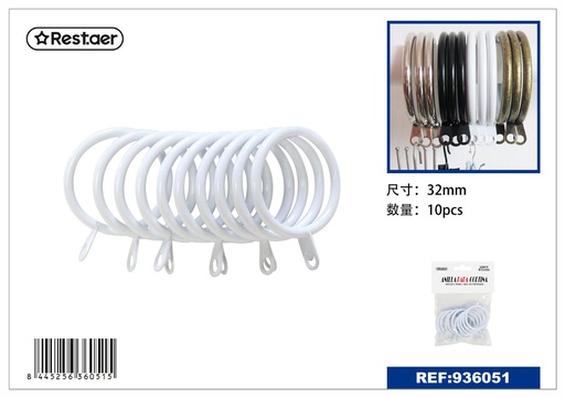 [936051] Anillas de cortina 10 piezas color blanco - Accesorios para cortinas