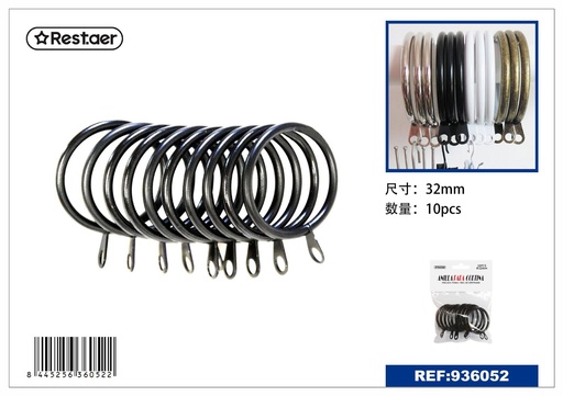 [936052] Anillas de cortina 10 pcs negras - Accesorios de cortina