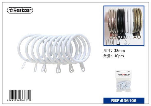 [936105] Anillas de cortina metálica pintadas 10PCS blancas