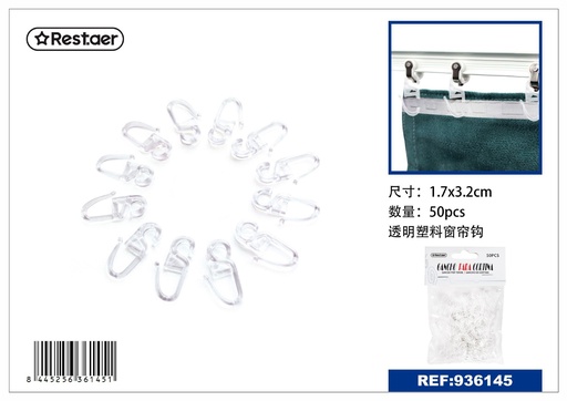 [936145] Ganchos para cortinas 1.7 x 3.2 cm 50 pcs - Accesorios para cortinas