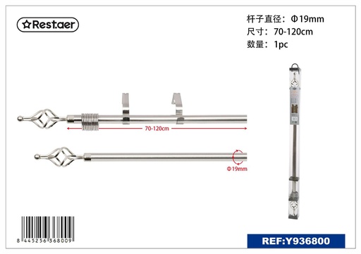 [Y936800] Barra de cortina metálica 70-120cm plateada