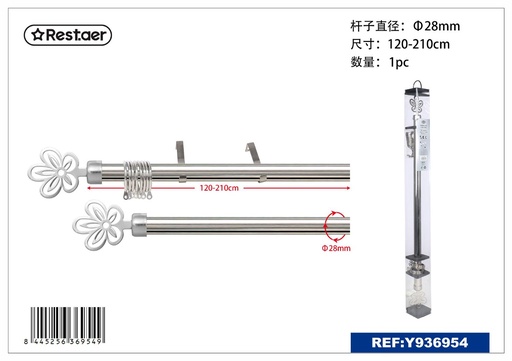 [Y936954] Barra de cortina metálica ajustable 28mm 120-210cm plateada