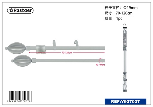 [Y937037] Barra de cortina 70-120cm gris metálico