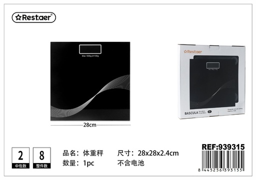 [939315] Báscula de vidrio 28x28x2.4cm para control de peso